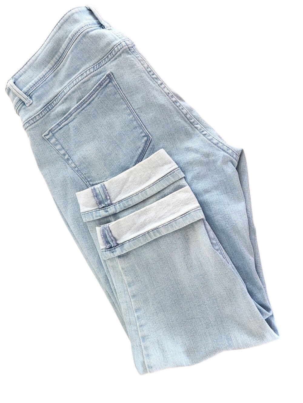 J Jill Blue Denim Cropped Cuffed Capris Stretch High-rise Zip Fly Cuffed Size 12 - Picture 10 of 16